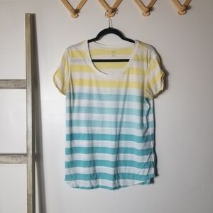 ANA WOMEN'S BLUE, YELLOW, AND WHITE BLOUSE SIZE LARGE